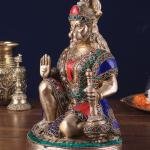 Handcrafted Brass Hanuman Idol 9" | Intricate Meenakari Stonework | Divine Devotion & Strength | 3.6 kg Masterpiece | Positivity & Good Health for Home